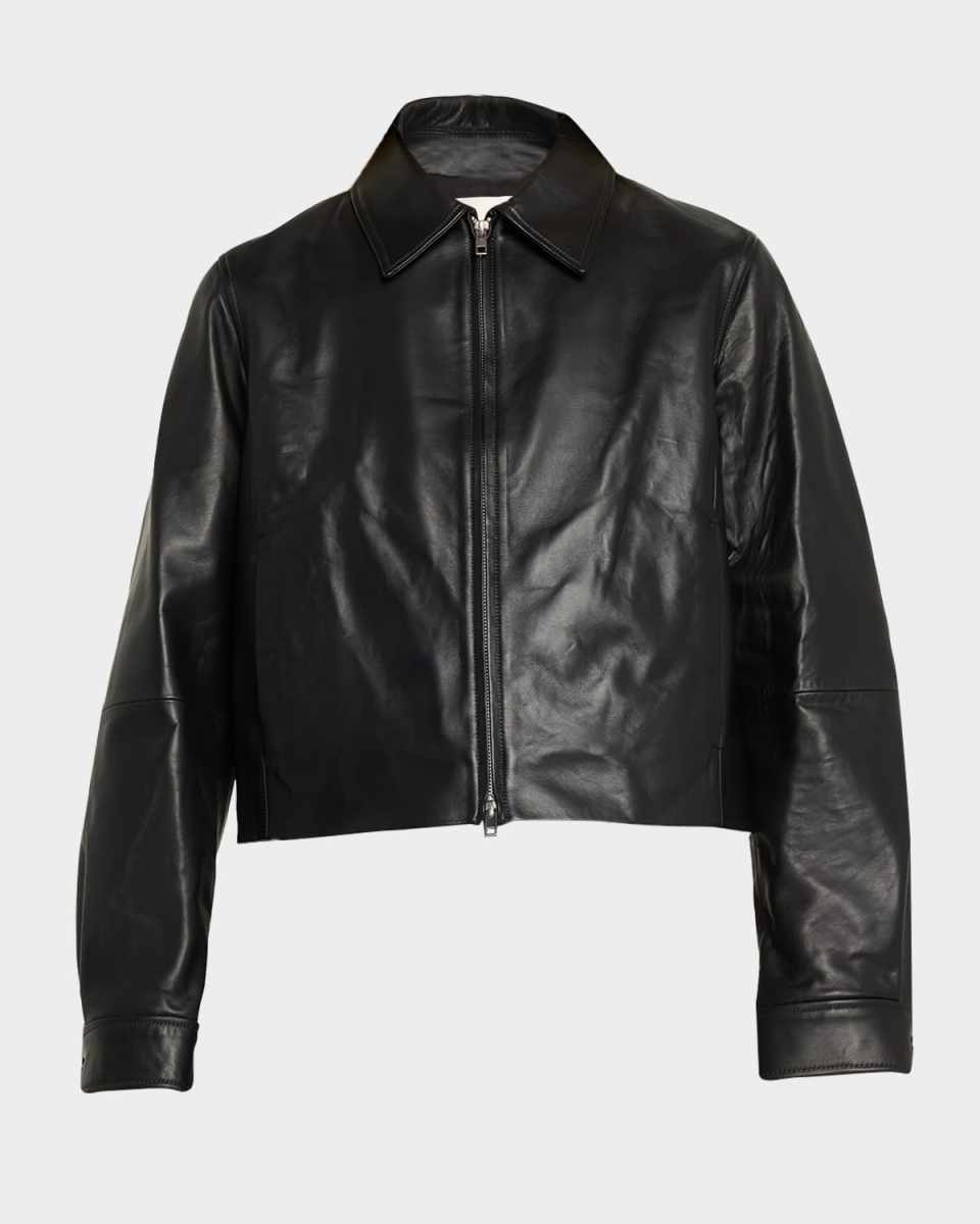 Cropped Faux Leather Jacket